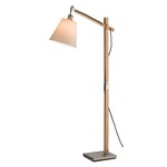 Walden Floor Lamp - Brushed Steel/ Natural Wood / Off White