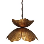 Flowering Lotus Pendant - Antique Gold