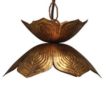 Flowering Lotus Pendant - Antique Gold