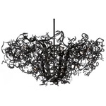 Icy Lady Round Upside Down Chandelier - Matte Black / Crystal