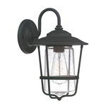 Creekside Outdoor Wall Lantern - Black / Seeded Glass