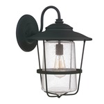 Creekside Outdoor Wall Lantern - Black / Seeded Glass