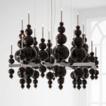 Tears From Moon Square Chandelier - Chrome / Black