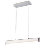 Tube Island Pendant - Brushed Nickel / Etched White