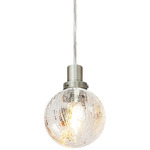 PD560 Globe Pendant - Satin Nickel / Crackle Glass