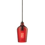 Hammered 10331 Glass Pendant - Oil Rubbed Bronze / Red