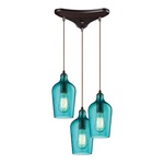Hammered 10331 Glass Pendant - Oil Rubbed Bronze / Blue