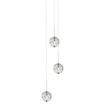 Bubble Ball Round 3-Light Pendant - Satin Nickel / Clear