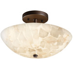Alabaster Rocks Round Bowl Semi Flush Mount - Dark Bronze / Alabaster Rocks