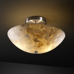 Alabaster Rocks Round Bowl Semi Flush Mount - Brushed Nickel / Alabaster Rocks