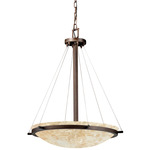 Alabaster Rocks Round Bowl Pendant - Dark Bronze / Alabaster Rocks