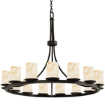 Dakota 15 Light Single Tier Chandelier - Matte Black / Alabaster Rocks