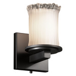 Dakota 8771 Glass Wall Sconce - Matte Black / White Frosted with Ripple Rim