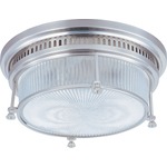 Hi Bay Ceiling Flush Mount - Satin Nickel / Clear Halophane