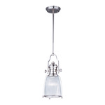 Hi Bay Pendant - Satin Nickel / Clear Halophane