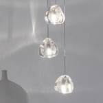 Mizu Round Multi Light Pendant - Brushed Nickel / Silver Dust