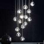 Mizu Linear Multi Light Pendant - White / Silver Dust