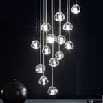 Mizu Linear Multi Light Pendant - White / Silver Dust