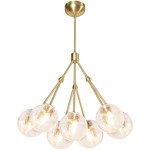 Stilt Crackle Chandelier - Brushed Brass / Crackle Glass