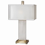 Athanas Table Lamp - White Alabaster / White Linen