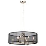 Titus Round Chandelier - Polished Nickel / Black