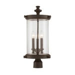 Palmer Outdoor Post Light - Walnut Patina / Clear Seeded