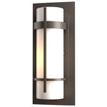 Banded Small Outdoor Wall Sconce - Coastal Dark Smoke / Opal