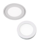 Edge Lit Recessed / Surface Button Light - White / White Glass