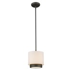 Jade Mini Pendant - White Linen / Factory Bronze