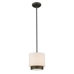 Jade Mini Pendant - White Linen/Factory Bronze