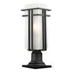 Abbey Outdoor Pier Light with Traditional Base - Black / Matte Opal