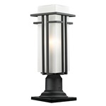 Abbey Outdoor Pier Light with Traditional Base - Black / Matte Opal