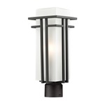 Abbey Outdoor Post Light with Round Fitter - Oil Rubbed Bronze / Matte Opal