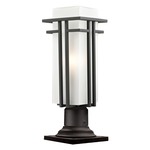 Abbey Outdoor Pier Light with Traditional Base - Oil Rubbed Bronze / Matte Opal