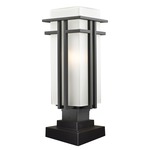 Abbey Outdoor Pier Light with Square Stepped Base - Oil Rubbed Bronze / Matte Opal