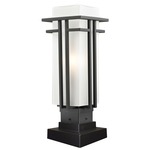 Abbey Outdoor Pier Light with Square Stepped Base - Oil Rubbed Bronze / Matte Opal