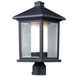 Mesa Outdoor Post Light with Round Fitter - Black / Clear / White