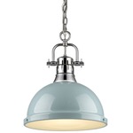 Duncan Chain Pendant with Diffuser - Chrome / Seafoam / Frosted