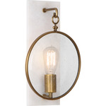 Fineas Wall Light - Aged Brass / Clear Seeded