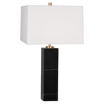 Canaan Tall Table Lamp - White Brussels Linen/ Black Marble