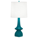 Jasmine Table Lamp - Peacock / Oyster Linen