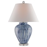 Malaprop Table Lamp - Blue / White Linen