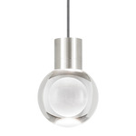 Mina Pendant - Satin Nickel / Black / White Cord