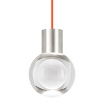 Mina Pendant - Satin Nickel / Orange Cord