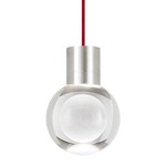 Mina Pendant - Satin Nickel / Red Cord