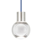 Mina Pendant - Satin Nickel / Blue Cord