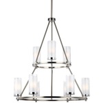 Jonah Two Tier Chandelier - Satin Nickel / Clear