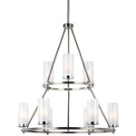 Jonah Two Tier Chandelier - Satin Nickel / Clear