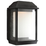 McHenry Warm Dim Outdoor Wall Light - Textured Black / Clear Seeded