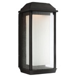 McHenry Warm Dim Outdoor Wall Light - Textured Black / Clear Seeded